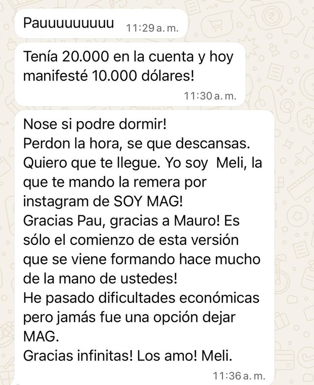 Mensaje completo de una alumna de MAG