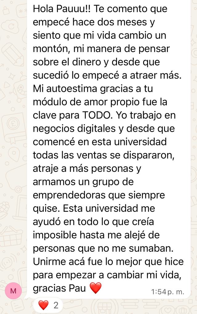 Mensaje de una alumna