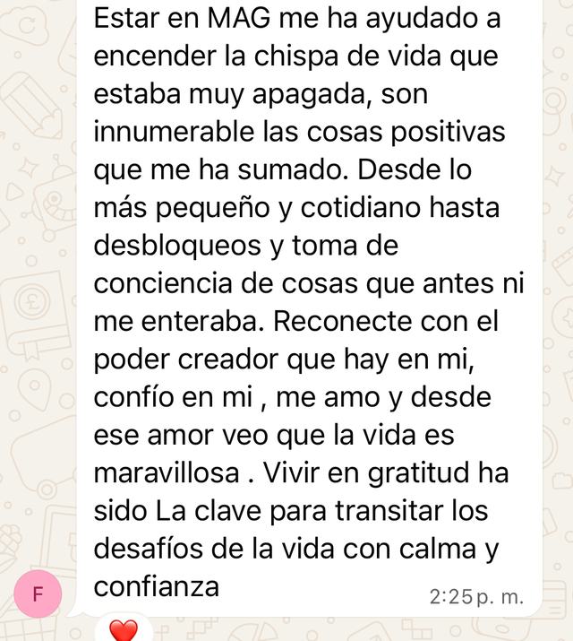 Mensaje de una alumna