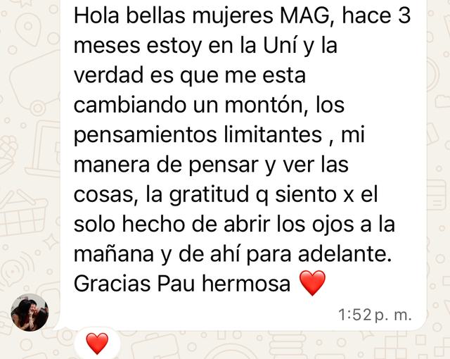 Mensaje de una alumna
